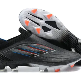 Adidas Chaussures de football noir orange col en forme de chaussette lacets asymétriques couverts sol ferme