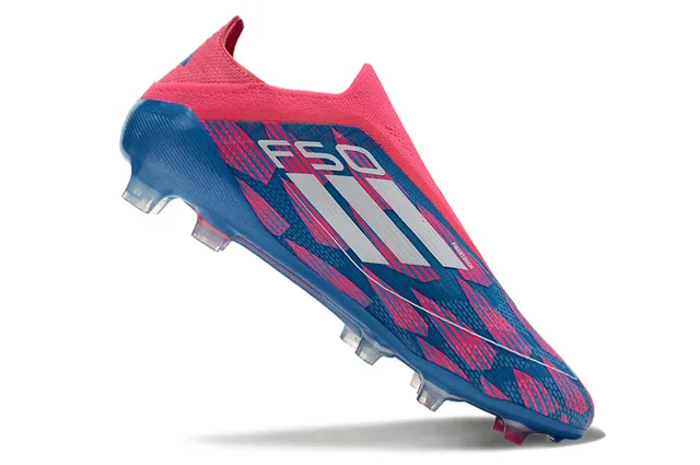 Adidas Bleu Rose Bas-Coupé Collet Ajusté Imprimé Géométrique Terrain Ferme Chaussures de Football 2