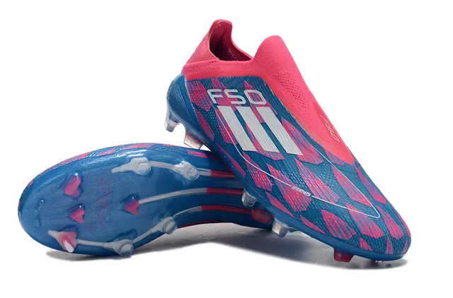 Adidas Bleu Rose Bas-Coupé Collet Ajusté Imprimé Géométrique Terrain Ferme Chaussures de Football 4