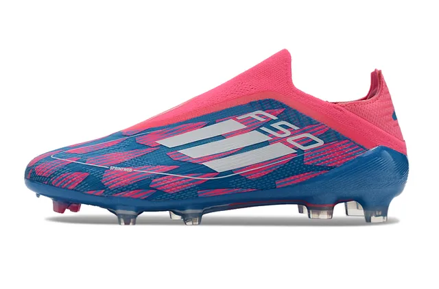 Adidas Bleu Rose Bas-Coupé Collet Ajusté Imprimé Géométrique Terrain Ferme Chaussures de Football 7