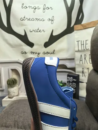 Adidas Blue White Low-Top Stitched Leather Upper Lifestyle Sneakers 3