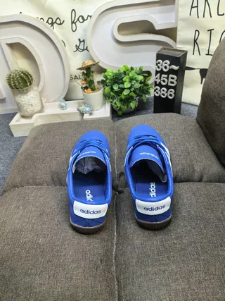 Adidas Blue White Low-Top Stitched Leather Upper Lifestyle Sneakers 8