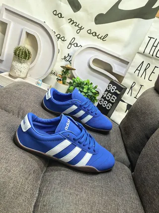 Adidas Blue White Low-Top Stitched Leather Upper Lifestyle Sneakers 9