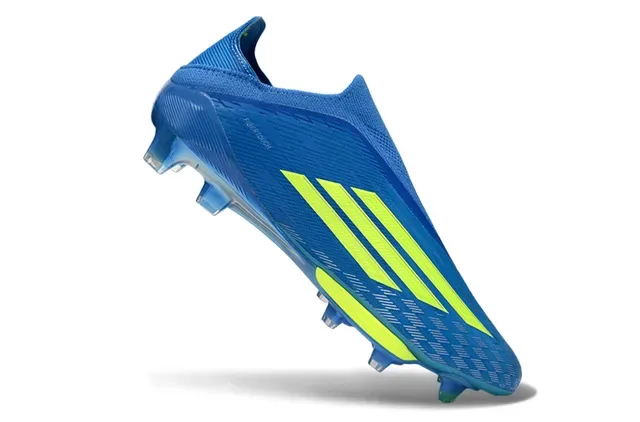 Adidas Zapatillas de Fútbol Azul Amarillo Low-Cut Knit Upper Asimétricos Cordones Firm-Ground 2