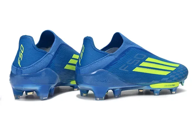 Adidas Zapatillas de Fútbol Azul Amarillo Low-Cut Knit Upper Asimétricos Cordones Firm-Ground 5