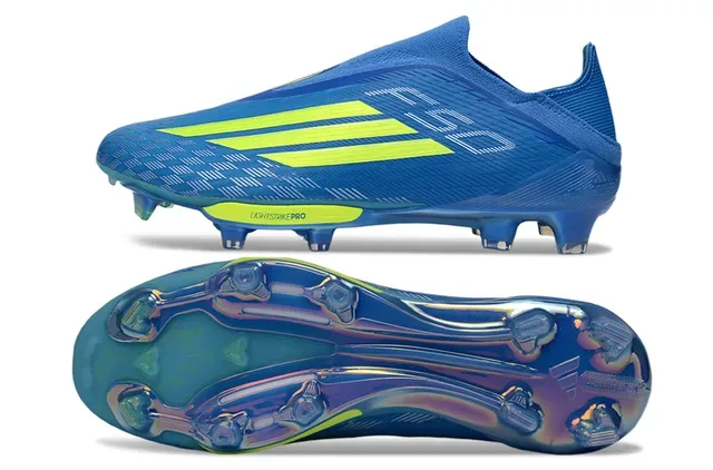 Adidas Zapatillas de Fútbol Azul Amarillo Low-Cut Knit Upper Asimétricos Cordones Firm-Ground 6