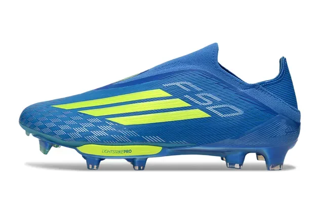 Adidas Zapatillas de Fútbol Azul Amarillo Low-Cut Knit Upper Asimétricos Cordones Firm-Ground 7