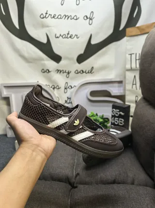 Adidas Zapatillas Lifestyle Marrón Blanco Sin Cordones Inspiradas en Mary Jane Superior de Malla 5