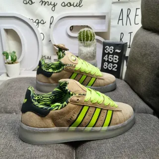 Adidas Campus Tan و Neon Lime Green لايف ستايل سنيكرز