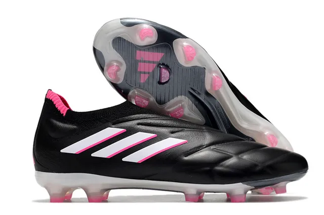 Adidas Copa Pure Full Knit FG Preto Branco Rosa Campo firme Sapatos de futebol 2