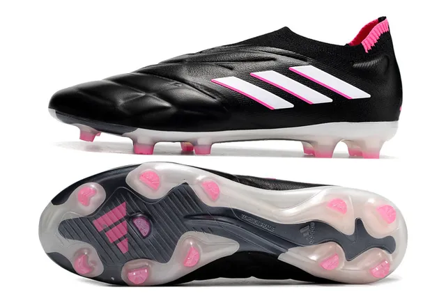 Adidas Copa Pure Full Knit FG Preto Branco Rosa Campo firme Sapatos de futebol 10