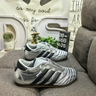 Adidas Copa Silver Black Laceless Low-Top Metallic Textured Upper Indoor Soccer Shoes