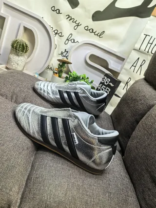 Adidas Copa Silver Black Sin cordones Bajo Superior Texturizado Metálico Zapatos de fútbol interior 7