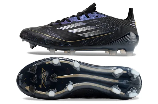 Adidas F50 Noir et Bleu Iridescent Firm-Ground Chaussures de football 5