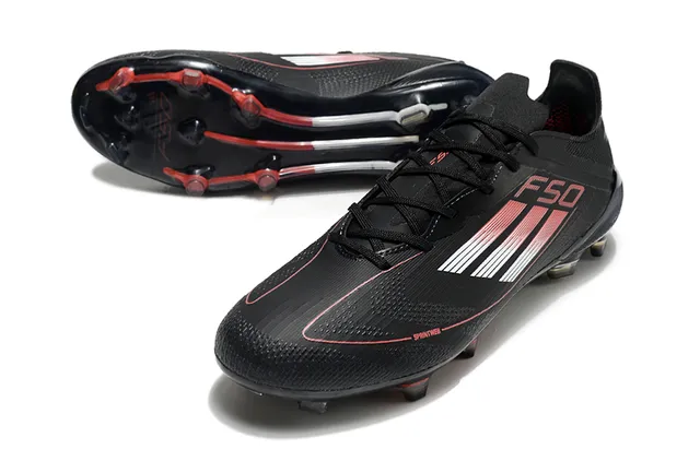 Adidas F50 কালো লাল লো-কাট নিট উপর গ্রেডিয়েন্ট স্ট্রাইপ ওভারলে ফার্ম গ্রাউন্ড সকার শোজ 4