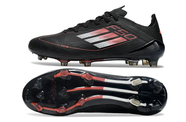 Adidas F50 কালো লাল লো-কাট নিট উপর গ্রেডিয়েন্ট স্ট্রাইপ ওভারলে ফার্ম গ্রাউন্ড সকার শোজ 6