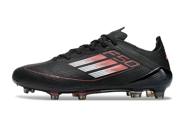 Adidas F50 কালো লাল লো-কাট নিট উপর গ্রেডিয়েন্ট স্ট্রাইপ ওভারলে ফার্ম গ্রাউন্ড সকার শোজ 7