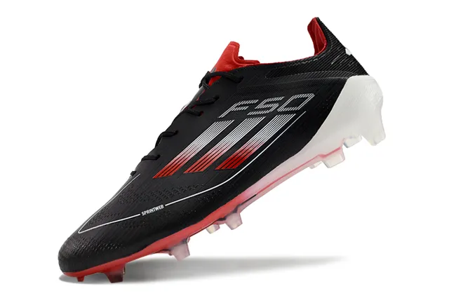 Adidas F50 Negro Rojo Low-Cut Knit Upper Sprintweb Mesh Firm-Ground Zapatos de fútbol 3