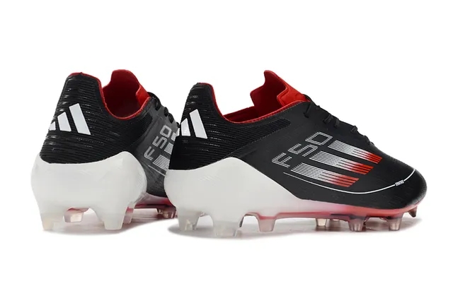 Adidas F50 Negro Rojo Low-Cut Knit Upper Sprintweb Mesh Firm-Ground Zapatos de fútbol 5