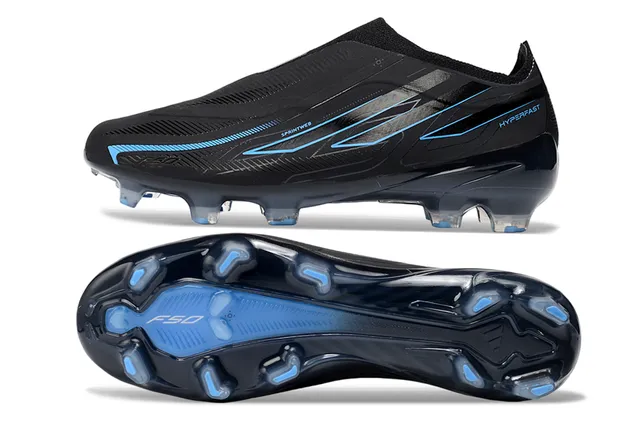Adidas F50 Hyperfast Negro Azul Zapatos de fútbol para terreno firme 6