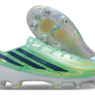 Adidas F50 Hyperfast Vert Menthe Bleu Marine Jaune Terrain Ferme Chaussures de Football