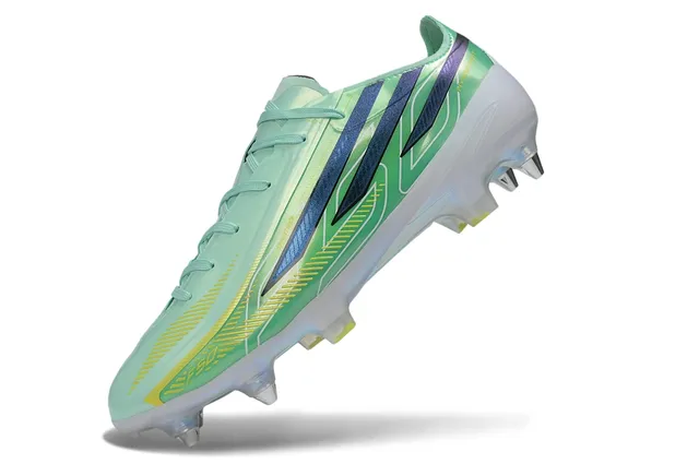 Adidas F50 Hyperfast Vert Menthe Bleu Marine Jaune Terrain Ferme Chaussures de Football 3