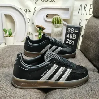 Adidas Gazelle حذاء رياضي أسلوب حياة أسود وفضي معدني