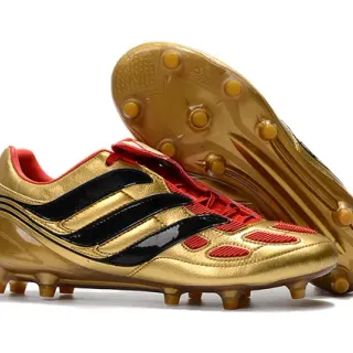 Adidas Gold Black Metallic Synthetic Upper Three-Stripe Overlay Firm-Ground Soccer Shoes