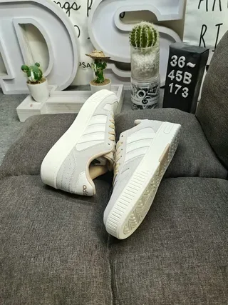 Adidas Gray Beige Low-Top Suede-and-Textile Upper Lifestyle Sneakers 6