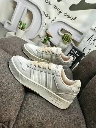 Adidas Gray Beige Low-Top Suede-and-Textile Upper Lifestyle Sneakers 7