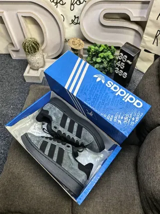 Adidas Gray Black Low-Top Suede Upper Lifestyle Sneakers 3
