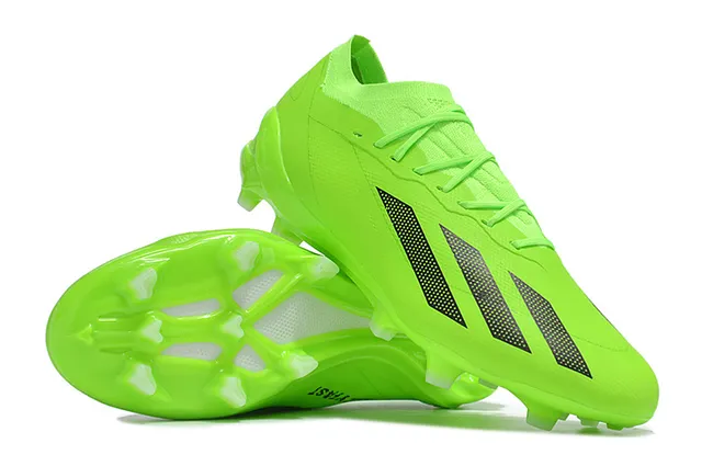 Adidas Verde Preto Neón Monocromo Listras Perforadas Gramado Firme Sapatos de Futebol 2