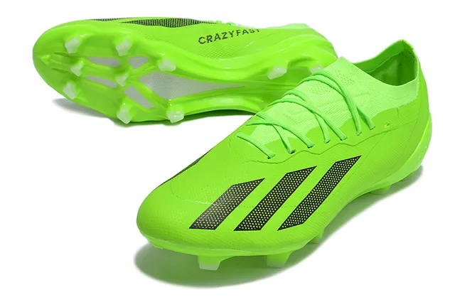 Adidas Verde Preto Neón Monocromo Listras Perforadas Gramado Firme Sapatos de Futebol 3