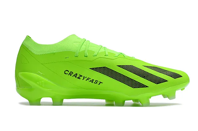 Adidas Verde Preto Neón Monocromo Listras Perforadas Gramado Firme Sapatos de Futebol 5