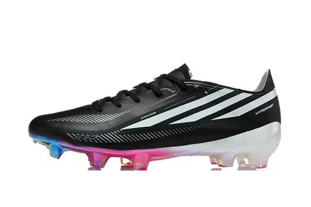 Adidas Hyperfast Noir Multicolore Botine Basse Coupe Haut Iridescent Translucide Semelle Terrain Firme Chaussures de Football 10