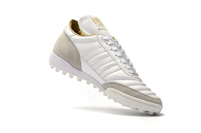 Adidas Mundial Team সাদা এবং ধূসর সোনালী ঘাস ফুটবল জুতা 15