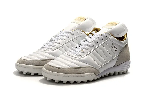 Adidas Mundial Team সাদা এবং ধূসর সোনালী ঘাস ফুটবল জুতা 20