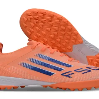 Adidas Orange Blue Low-Cut Synthetic Upper Three-Stripe Branding Turf Soccer Shoes