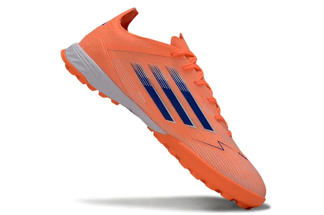 Adidas Orange Blue Low-Cut Synthetic Upper Three-Stripe Branding Turf Soccer Shoes 2