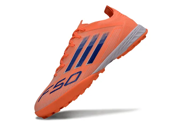 Adidas Orange Blue Low-Cut Synthetic Upper Three-Stripe Branding Turf Soccer Shoes 3