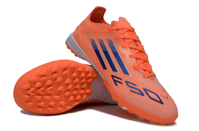 Adidas Orange Blue Low-Cut Synthetic Upper Three-Stripe Branding Turf Soccer Shoes 4