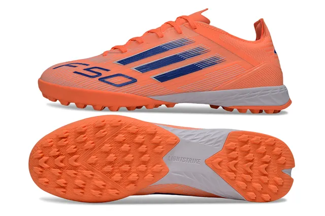 Adidas Orange Blue Low-Cut Synthetic Upper Three-Stripe Branding Turf Soccer Shoes 6