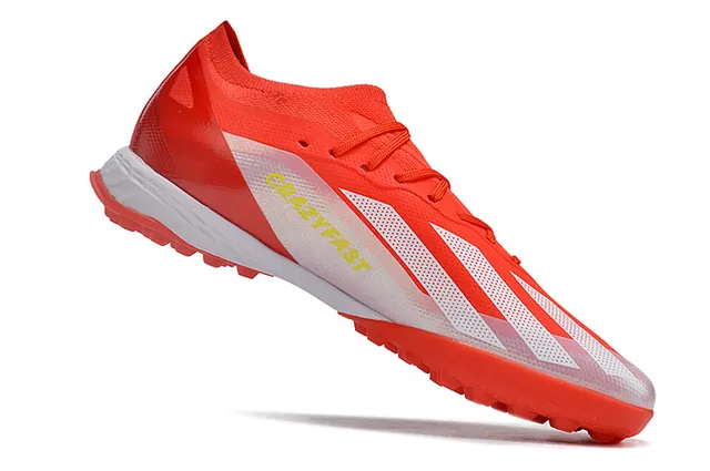 Adidas sapatos de futebol laranja branco low-cut upper de malha cadarços assimétricos grama artificial 2