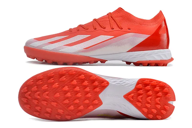 Adidas sapatos de futebol laranja branco low-cut upper de malha cadarços assimétricos grama artificial 6