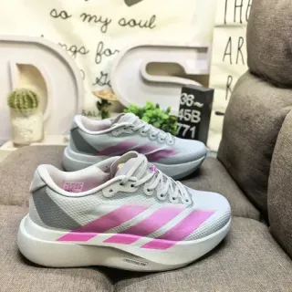 Adidas Pink and Gray Three-Stripe Lifestyle Sneakers