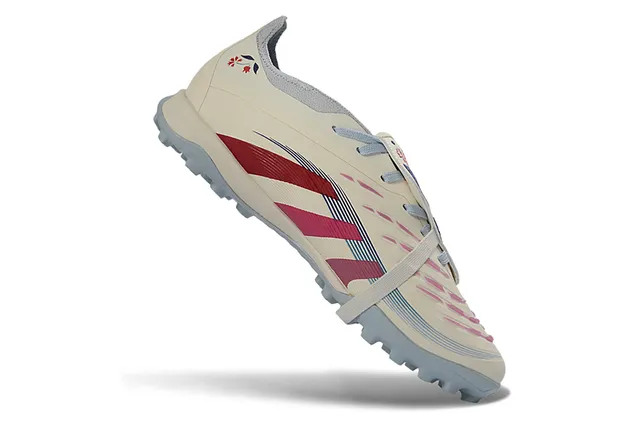 Adidas Predator 米色红 低帮系带 合成覆盖面板 草地足球鞋 2