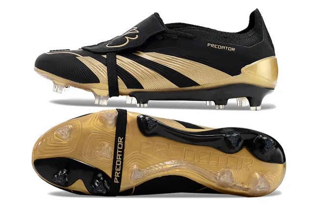 Adidas Predator Zapatos de fútbol negro y oro para terreno firme 6