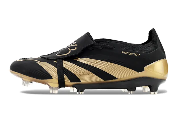 Adidas Predator Zapatos de fútbol negro y oro para terreno firme 7