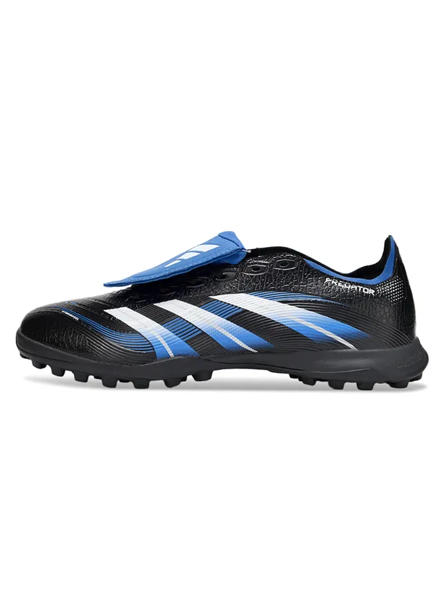 Adidas Predator Negro Azul Sin Cordones Cierre de Correa Upper Sintético Texturizado Césped Artificial Zapatos de Fútbol 4