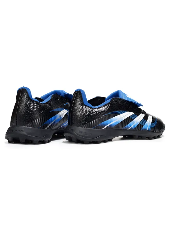 Adidas Predator Negro Azul Sin Cordones Cierre de Correa Upper Sintético Texturizado Césped Artificial Zapatos de Fútbol 5